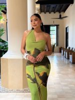 Vestido trend olive print
