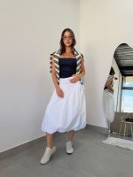 Falda globo blanca midi