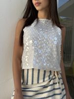 Top halter con lentejuelas de flores - Imagen 2