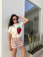 Cardigan de punto con fresa