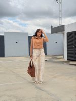 Jeans tipo wide leg estampado