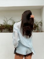 Short de rayas con detalle de encaje - Imagen 2