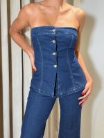 Enterizo strapless de denim - Imagen 3